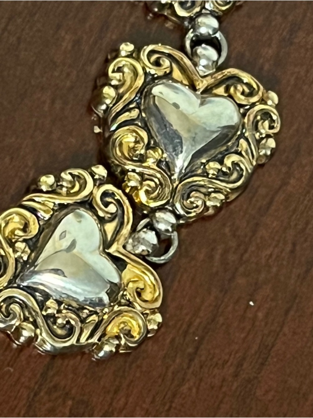 Gold & Silver Heart Link Bracelet - Women Jewelry - Picture 3 of 7